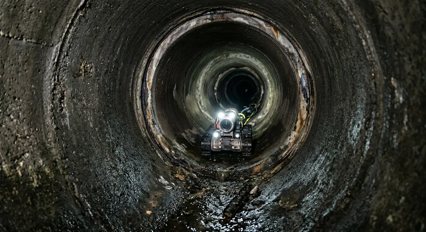 Robotic sewer camera inspecting pipe interior for Sewer Line Cleaning in Balch Springs